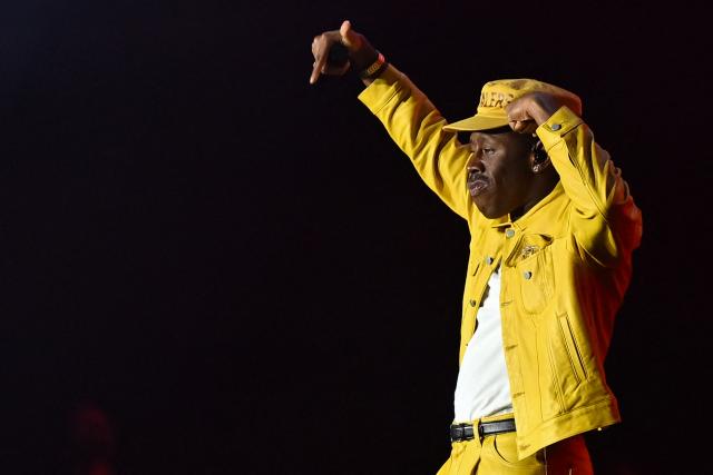US rapper Tyler, The Creator performs on stage during the first day of the Estereo Picnic music festival at the Simon Bolivar park in Bogota on March 20, 2026. (Photo by Alejandro GONZALEZ / AFP)