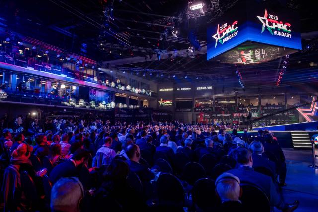 Argentina's President Javier Milei delivers his speech during the Conservative Political Action Conference (CPAC), at a sports and cultural centre in Budapest, Hungary, on March 21, 2026. (Photo by Gergely BESENYEI / AFP)
