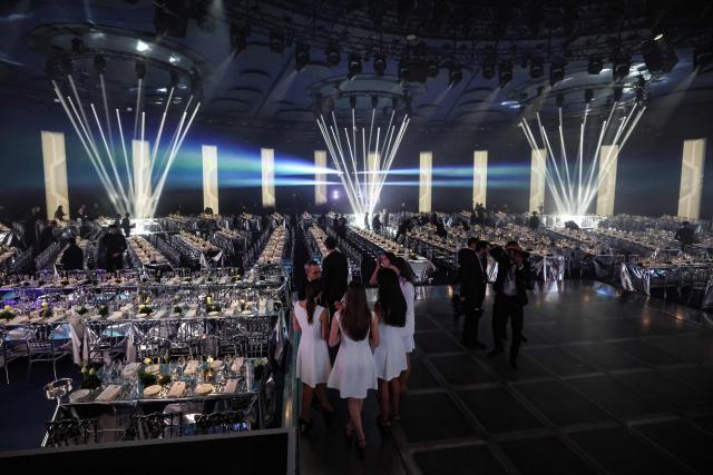 A photo shows a general vue of the venue prior to the 70th edition of the "Bal de la Rose" (Rose Ball) event at the Monte-Carlo Sporting Club in Monaco, on March 21, 2026. Created by Princess Grace of Monaco in 1954, The Rose Ball is one of the major charity events in Monaco, and benefits the Princess Grace Foundation. (Photo by Valery HACHE / AFP) / ==== NO TABLOIDS WEB & PRINT, NO DAILY MAIL, NO DAILY MAIL GROUP, NO VOICI, NO CLOSER ====