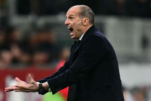 AC Milan's Italian coach Massimiliano Allegri reacts during the Italian Serie A football match between AC Milan and Torino at San Siro stadium in Milan, northern Italy, on March 21, 2026. (Photo by Stefano RELLANDINI / AFP)