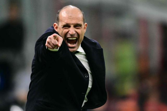 AC Milan's Italian coach Massimiliano Allegri reacts during the Italian Serie A football match between AC Milan and Torino at San Siro stadium in Milan, northern Italy, on March 21, 2026. (Photo by Stefano RELLANDINI / AFP)