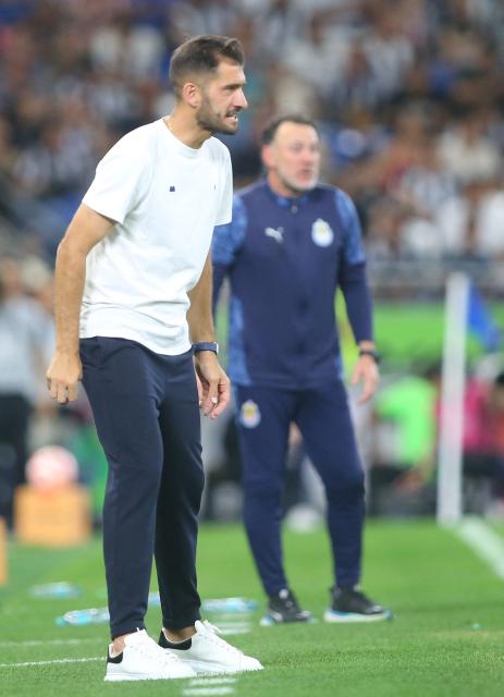 Monterrey's Argentine head coach Nicolas Sanchez gestures during the Liga MX Clausura football match between Monterrey and Guadalajara at the BBVA Stadium in Monterrey, Mexico, on March 21, 2026. (Photo by Julio Cesar AGUILAR / AFP)