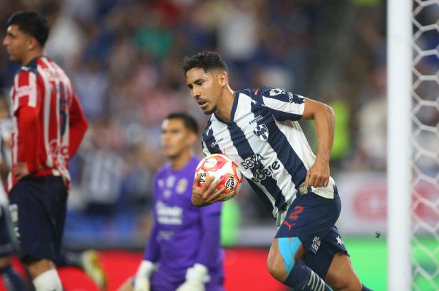Monterrey's defender #02 Ricardo Chavez reacts after scoring his team's second goal during the Liga MX Clausura football match between Monterrey and Guadalajara at the BBVA Stadium in Monterrey, Mexico, on March 21, 2026. (Photo by Julio Cesar AGUILAR / AFP)