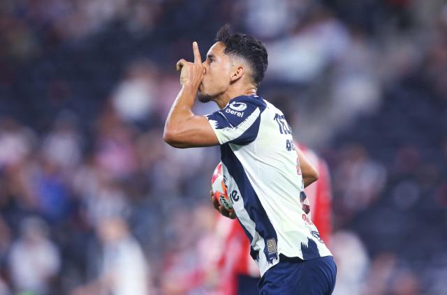 Monterrey's defender #02 Ricardo Chavez reacts after scoring his team's second goal during the Liga MX Clausura football match between Monterrey and Guadalajara at the BBVA Stadium in Monterrey, Mexico, on March 21, 2026. (Photo by Julio Cesar AGUILAR / AFP)