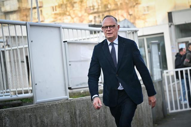 Le Havre's incumbent mayor and Horizons party candidate for his re-election Edouard Philippe reacts as he leaves after casting his vote during the second round of France's 2026 municipal elections in Le Havre, Northeastern France on March 22, 2026. (Photo by LOU BENOIST / AFP)