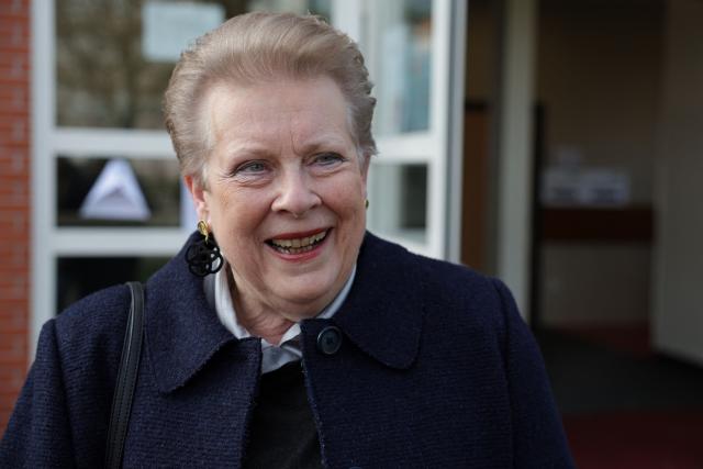 Strasbourg's left-wing Parti Socialiste's (PS) mayoral candidate Catherine Trautmann reacts after casting her vote during the second round of France's 2026 municipal elections in Strasbourg, eastern France on March 22, 2026. (Photo by Romeo BOETZLE / AFP)