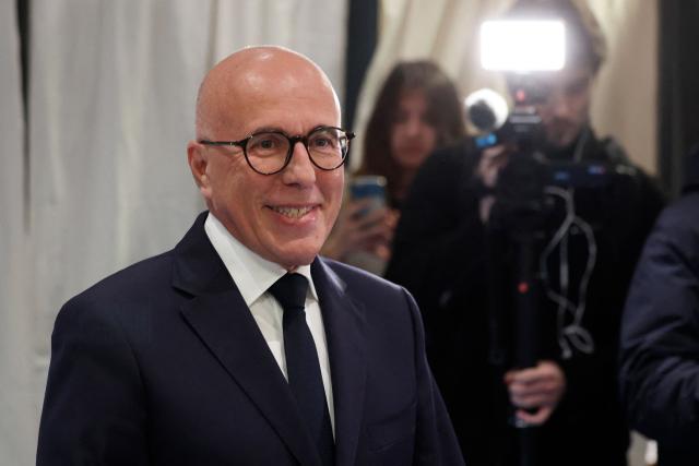 President of UDR parliamentary group and Nice's Union of the Right and the National Rally (RN) mayoral candidate Eric Ciotti arrives to casts his vote during the second round of France's 2026 municipal elections in Nice, southeastern France on March 22, 2026. (Photo by Valery HACHE / AFP)