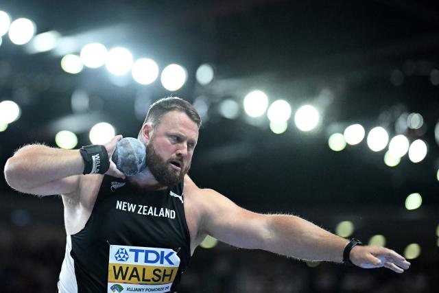 New Zealand's Tom Walsh competes in the men's final shot put event during the World Athletics Indoor Championships Kujawy Pomorze 2026 in Torun, Poland on March 22, 2026. (Photo by Kirill KUDRYAVTSEV / AFP)