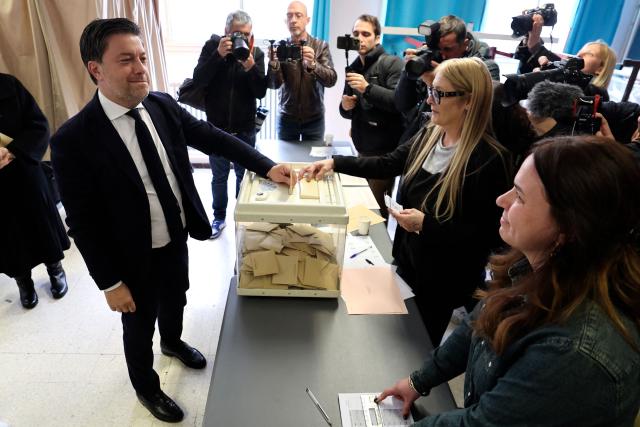 Marseille's incumbent mayor and broad left-wing coalition Printemps Marseillais candidate for re-election Benoit Payan casts his ballot during the second round of France's 2026 municipal elections in Marseille, southern France on March 22, 2026. (Photo by Pascal POCHARD-CASABIANCA / AFP)