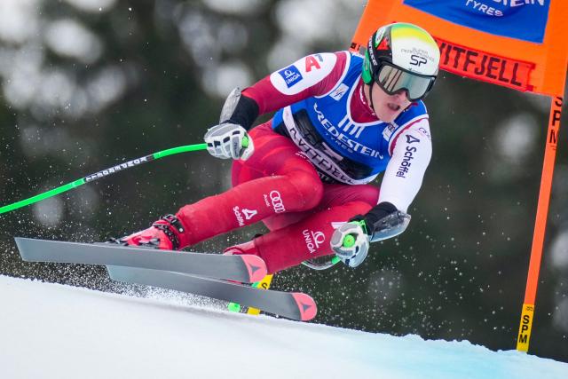 Austria's Raphael Haaser competes during the men's FIS Ski World Cup super-G event in Kvitfjell, near Lillehammer, Norway on March 22, 2026. (Photo by Cornelius Poppe / NTB / AFP) / Norway OUT