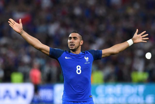 (FILES) France's forward Dimitri Payet celebrates France's second goal during the Euro 2016 group A football match between France and Albania at the Velodrome stadium in Marseille on June 15, 2016. Former French international Dimitri Payet announced on March 22, 2026, the end of his career to Ligue 1+ TV channel. (Photo by FRANCK FIFE / AFP)
