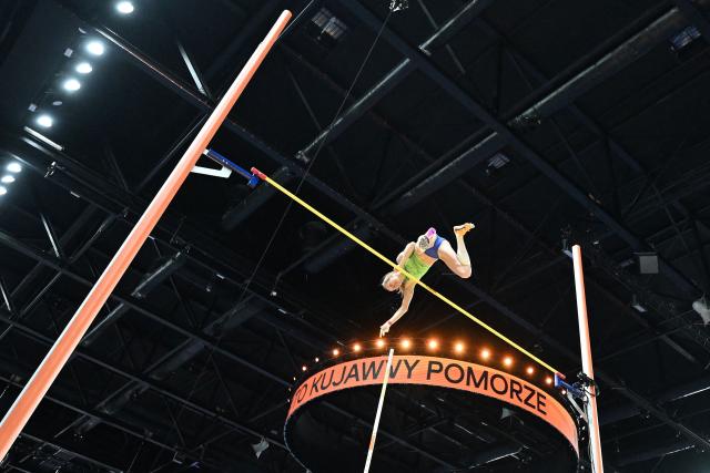 Slovenia's Tina Sutej competes in the women's final pole vault event during the World Athletics Indoor Championships Kujawy Pomorze 2026 in Torun, Poland on March 22, 2026. (Photo by Kirill KUDRYAVTSEV / AFP)