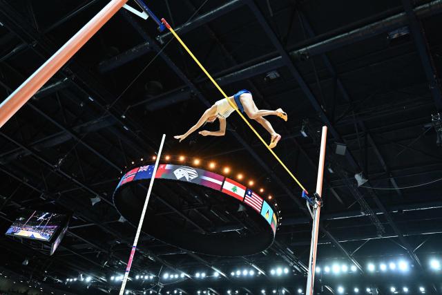Czech Republic's Amalie Svabikova competes in the women's final pole vault event during the World Athletics Indoor Championships Kujawy Pomorze 2026 in Torun, Poland on March 22, 2026. (Photo by Kirill KUDRYAVTSEV / AFP)