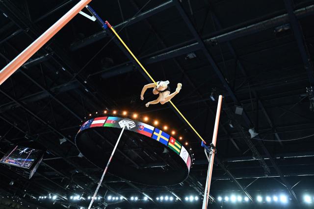 New Zealand's Imogen Ayris competes in the women's final pole vault event during the World Athletics Indoor Championships Kujawy Pomorze 2026 in Torun, Poland on March 22, 2026. (Photo by Kirill KUDRYAVTSEV / AFP)