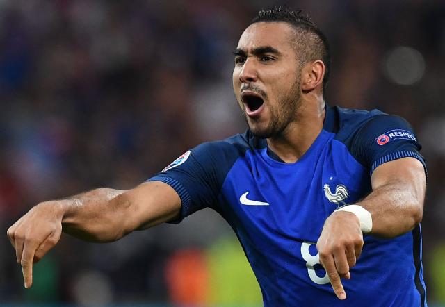 (FILES) France's forward Dimitri Payet celebrates France's second goal during the Euro 2016 group A football match between France and Albania at the Velodrome stadium in Marseille on June 15, 2016. Former Olympique de Marseille and France attacking midfielder Dimitri Payet announced the end of his career on March 22, 2026, during a Ligue 1+ interview at halftime of the match between OM and Lille for the 27th round of Ligue 1. (Photo by FRANCK FIFE / AFP)