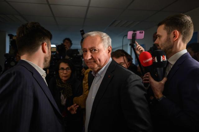 Mayor of Toulouse and candidate for re-election Jean-Luc Moudenc speaks to the media during an election evening after the second round of France's 2026 municipal elections in Toulouse, south-western France on March 22, 2026. (Photo by Ed JONES / AFP)