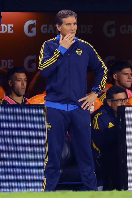 Boca Juniors' head coach Claudio Ubeda looks on during the Argentine Professional Football League 2026 Apertura Tournament match between Boca Juniors and Instituto de Cordoba at La Bombonera Stadium in Buenos Aires on March 22, 2026. (Photo by ALEJANDRO PAGNI / AFP)