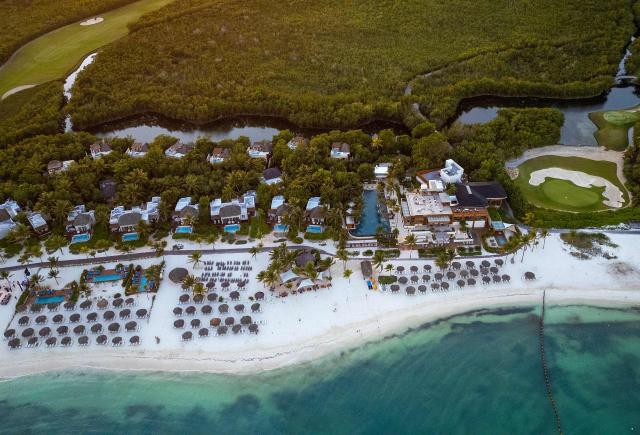 An aerial view of the Fairmont Mayakoba resort in Playa del Carmen, Yucatan state, Mexico, on March 21, 2026, where Uruguay will stay during the 2026 Football World Cup. (Photo by Carl de Souza / AFP)