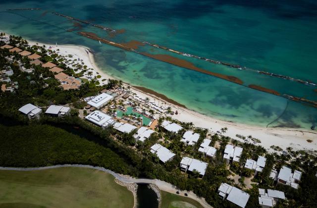 An aerial view of the Fairmont Mayakoba resort in Playa del Carmen, Yucatan state, Mexico, on March 22, 2026, where Uruguay will stay during the 2026 Football World Cup. (Photo by Carl de Souza / AFP)
