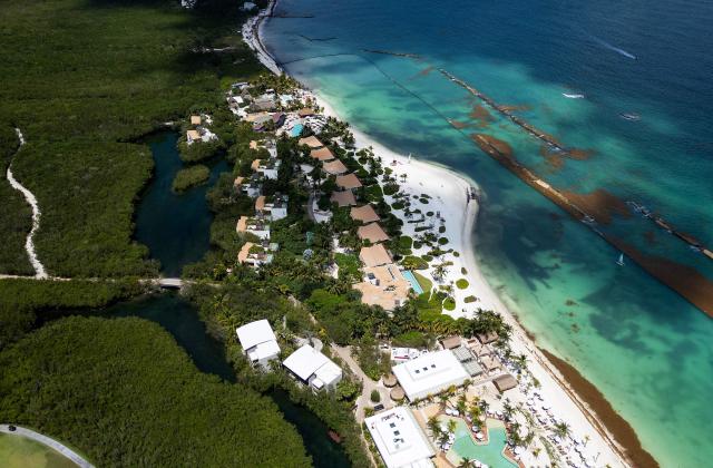 An aerial view of the Fairmont Mayakoba resort in Playa del Carmen, Yucatan state, Mexico, on March 22, 2026, where Uruguay will stay during the 2026 Football World Cup. (Photo by Carl de Souza / AFP)