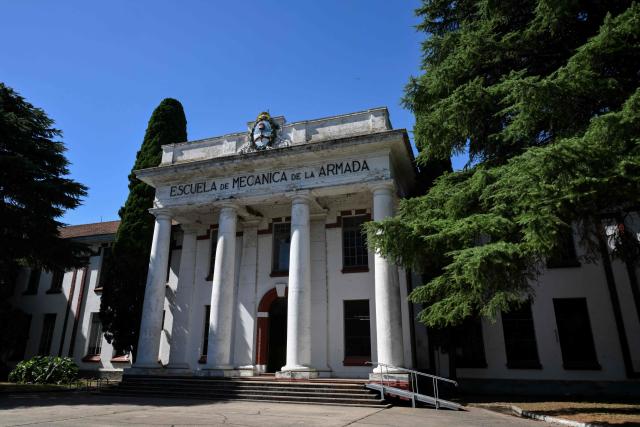 A view of the former clandestine detention center of the Navy School (ESMA), which operated during the Argentine dictatorship (1976-1983), in Buenos Aires on March 18, 2026. Survivors of Argentina's 1976–1983 dictatorship are representatives of a decimated generation whose stories of torture, death and exile come back to life for AFP 50 years after the coup. (Photo by Luis ROBAYO / AFP)