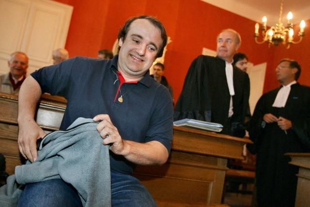 (FILES) - French Vincent Reynouard appears at the Saverne court house on September 27, 2007. French Holocaust denier Vincent Reynouard will be tried in Paris on March 25, 2026 for denying crimes against humanity. (Photo by Frederick FLORIN / AFP)