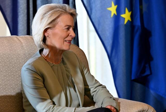 European Commission President Ursula von der Leyen holds talks with Australia’s Governor-General Sam Mostyn (not pictured) during a visit at Admiralty House in Sydney on March 23, 2026. (Photo by Saeed KHAN / AFP)