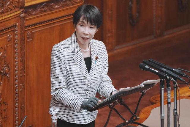 Japan's Prime Minister Sanae Takaichi answers questions during a plenary session of the House of Councillors at Parliament in Tokyo on March 23, 2026. (Photo by Kazuhiro NOGI / AFP)