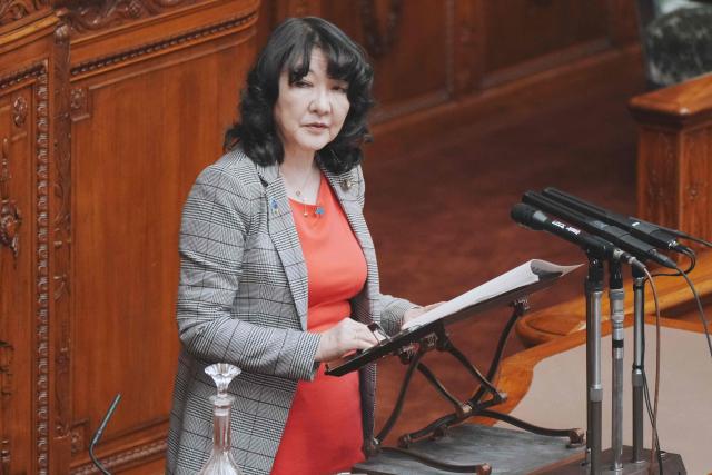 Japan's Finance Minister Satsuki Katayama answers questions during a plenary session of the House of Councillors at Parliament in Tokyo on March 23, 2026. (Photo by Kazuhiro NOGI / AFP)
