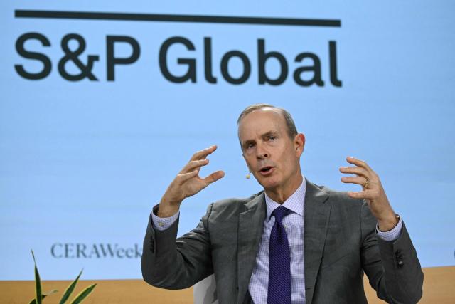 Michael Wirth, Chairman and CEO of Chevron Corporation, speaks during the 2026 CERAWeek by S&P Global energy conference in Houston, Texas on March 23, 2026. (Photo by RONALDO SCHEMIDT / AFP)