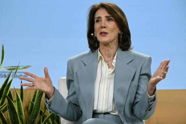 Ruth Porat, president and chief investment officer at Google, speaks during 2026 CERAWeek by S&P Global energy conference in Houston, Texas on March 23, 2026. (Photo by RONALDO SCHEMIDT / AFP)