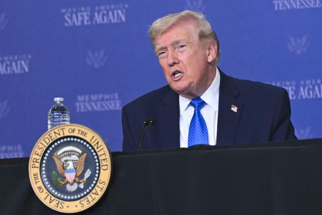 US President Donald Trump speaks during the Memphis Safe Task Force roundtable in Memphis, Tennessee on March 23, 2026. (Photo by SAUL LOEB / AFP)