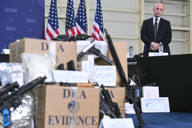 White House Deputy Chief of Staff Stephen Miller attends the Memphis Safe Task Force roundtable with US President Donald Trump in Memphis, Tennessee on March 23, 2026. (Photo by SAUL LOEB / AFP)