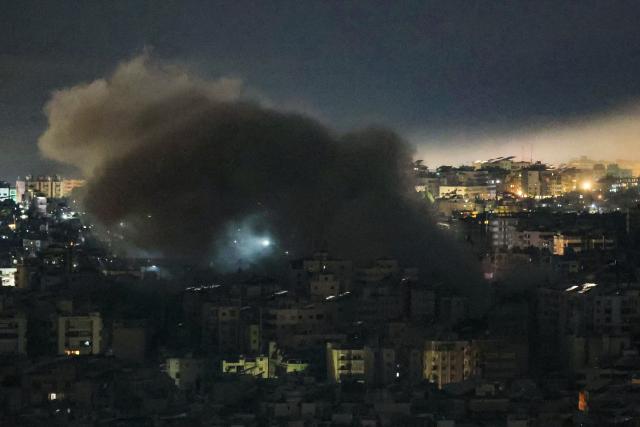 Smoke rises from the site of an Israeli airstrike that targeted an area in Beirut’s southern suburbs on March 23, 2026. An Israeli strike hit Beirut's southern suburbs on Monday, state media reported, hours after the Israeli army issued a warning for residents of the area to evacuate. Lebanon was pulled into the Middle East war when Hezbollah began firing rockets into Israel on March 2 to avenge the killing of Iran's supreme leader Ayatollah Ali Khamenei in US-Israeli strikes. (Photo by ibrahim AMRO / AFP)