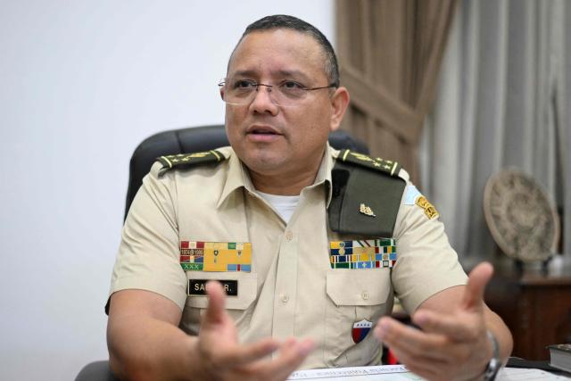 Guatemala's Defense Minister Henry Saenz speaks during an interview with AFP in Guatemala City on March 23, 2026. (Photo by JOHAN ORDONEZ / AFP)