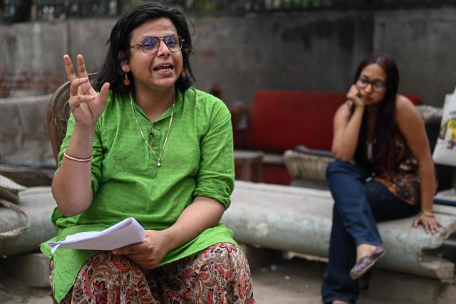 This photograph taken on March 18, 2026 shows Ritu, an activist who identifies as non-binary speaking during an interview with AFP in New Delhi. A proposed amendment to India's transgender law has sparked fear and anger among LGBTQ groups, who warn it could undo hard-won legal gains and take away the right to self-identify. (Photo by Arun SANKAR / AFP)