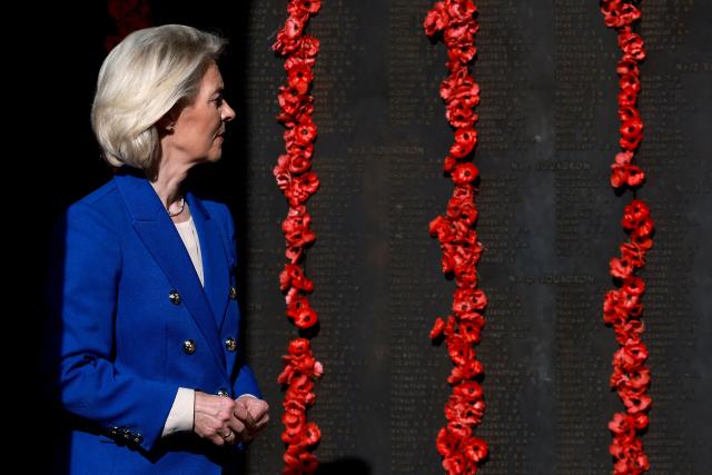European Commission President Ursula von der Leyen visits the Australian War Memorial in Canberra on March 24, 2026. (Photo by DAVID GRAY / AFP)