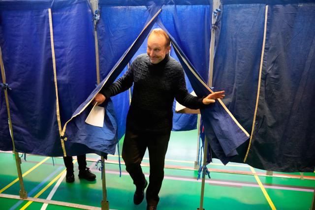 Green Left political leader Martin Lidegaard leaves a polling booth before casting his vote in the parliamentary election in Copenhagen on March 24, 2026. (Photo by Martin Sylvest / Ritzau Scanpix / AFP) / Denmark OUT