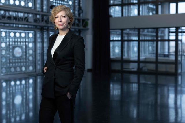 (FILES) Newly appointed head of the Arab World Institute (IMA), Anne-Claire Legendre poses at the Institut du Monde Arabe (IMA - Arab World Institute) in Paris on February 18, 2026. The Arab World Institute (IMA) navigates between culture and diplomacy as it turns forty, facing financial strains but aiming to dispel "misunderstandings" and "fantasies" surrounding a region in turmoil, its president Anne-Claire Legendre told AFP. (Photo by Joel Saget / AFP)