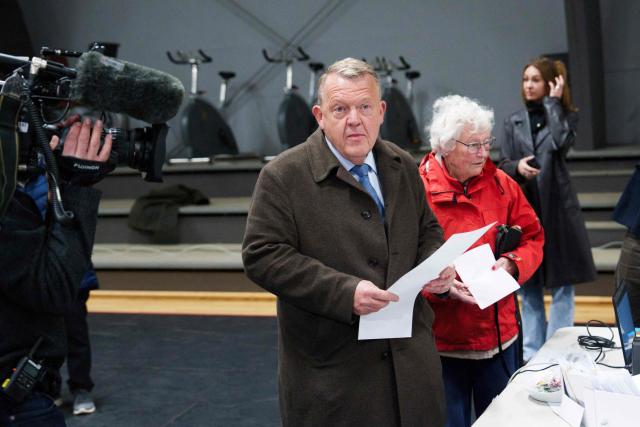 Lars Lokke Rasmussen, Denmark's Foreign Minister and Chairman of the Moderates casts his vote in Graested on March 24, 2026, during the parliamentary election in Denmark. Danes began voting on March 24, 2026 in general elections, with Prime Minister Mette Frederiksen seen as the favourite after standing up to US President Donald Trump over Greenland. (Photo by Keld Navntoft / Ritzau Scanpix / AFP) / Denmark OUT