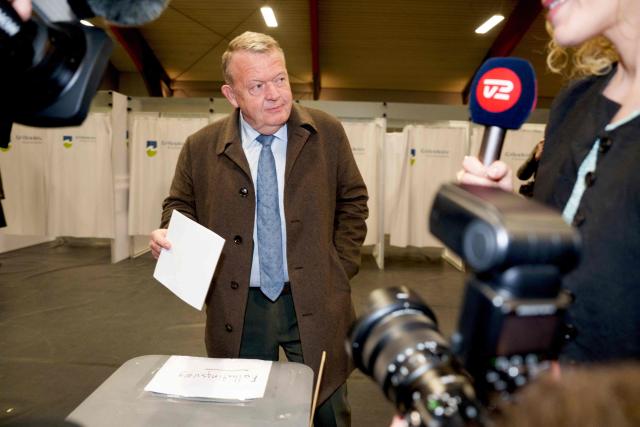 Lars Lokke Rasmussen, Denmark's Foreign Minister and Chairman of the Moderates casts his vote in Graested on March 24, 2026, during the parliamentary election in Denmark. Danes began voting on March 24, 2026 in general elections, with Prime Minister Mette Frederiksen seen as the favourite after standing up to US President Donald Trump over Greenland. (Photo by Keld Navntoft / Ritzau Scanpix / AFP) / Denmark OUT