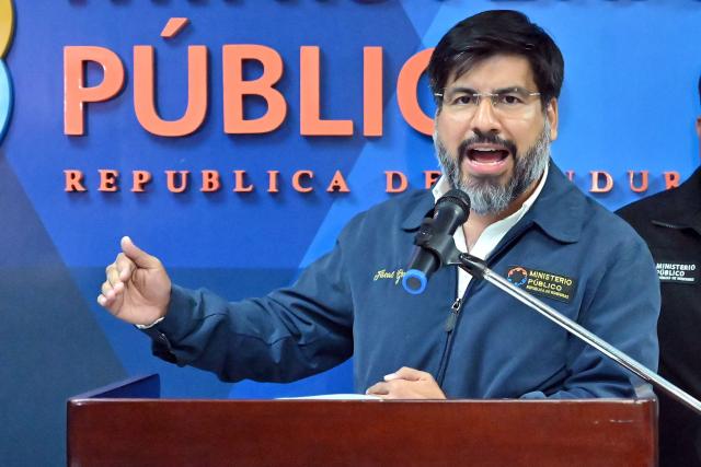 Honduras' attorney general, Johel Zelaya, gestures as he speaks during a press conference at the Public Prosecutor's Office of Honduras in Tegucigalpa on March 31, 2025. On March 23, 2026, the right-wing-controlled Honduran Congress suspended Attorney General Johel Zelaya, who is close to the previous left-wing government, in order to impeach him on charges of abuse of authority and persecution during last November’s elections. (Photo by Orlando SIERRA / AFP)