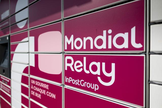 This photograph taken on March 24, 2026 in Quimper, western France shows a Mondial Relay locker for postal parcels. (Photo by Fred TANNEAU / AFP)