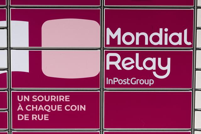 This photograph taken on March 24, 2026 in Quimper, western France shows a Mondial Relay locker for postal parcels. (Photo by Fred TANNEAU / AFP)
