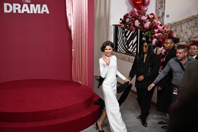 US actress and singer Zendaya waves after posing during a photocall before the premiere of the film " The Drama" at the Pathe Palace in Paris on March 24, 2026. (Photo by Blanca CRUZ / AFP)