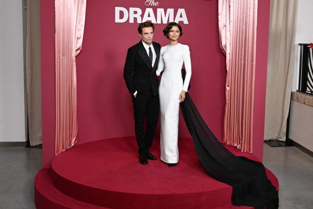 US actress and singer Zendaya and British actor Robert Pattinson pose during a photocall before the premiere of the film "Drama" at the Pathe Palace in Paris on March 24, 2026. (Photo by Blanca CRUZ / AFP)