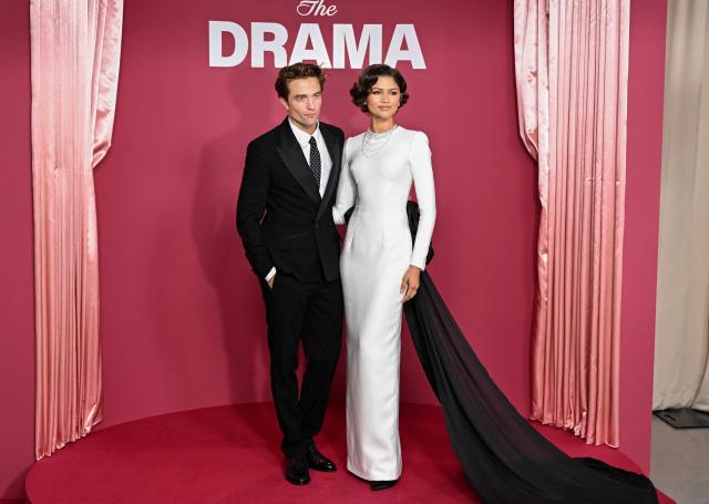 US actress and singer Zendaya and British actor Robert Pattinson pose during a photocall before the premiere of the film "Drama" at the Pathe Palace in Paris on March 24, 2026. (Photo by Blanca CRUZ / AFP)