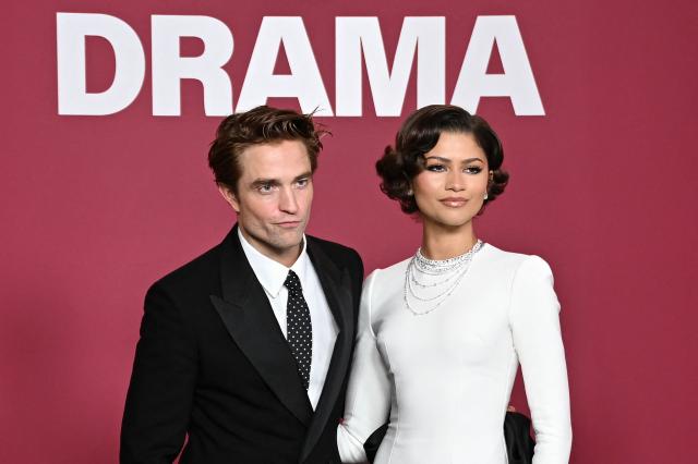 US actress and singer Zendaya and British actor Robert Pattinson pose during a photocall before the premiere of the film "Drama" at the Pathe Palace in Paris on March 24, 2026. (Photo by Blanca CRUZ / AFP)