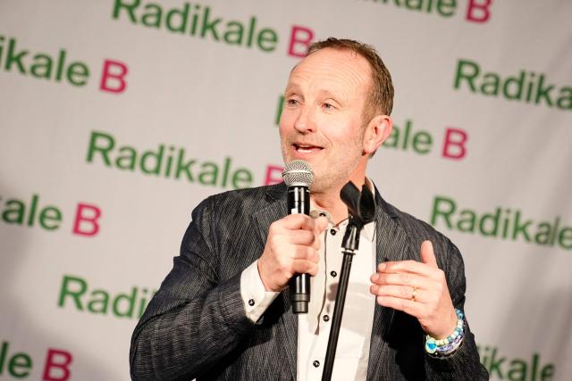 Political leader of the Social Liberal Party Martin Lidegaard gives a speech during the election celebration after the first exit polls for the Danish election for the parliament at the North Atlantic House in Copenhagen on March 24, 2026. (Photo by Thomas Traasdahl / Ritzau Scanpix / AFP) / Denmark OUT