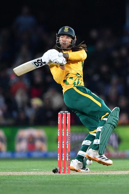 South Africa's Tony de Zorzi bats during the fifth Twenty20 international cricket match between New Zealand and South Africa at Hagley Oval in Christchurch on March 25, 2026. (Photo by Sanka Vidanagama / AFP)